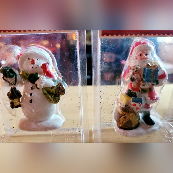 Festive Snowman and Santa Figurine Set In - Picture 1 of 5